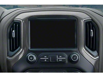 Center Dash A/C Vent Accent Trim; Matte Domed Carbon Fiber (19-24 Silverado 1500)