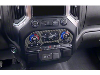 Center Dash Climate Control Accent Trim; Domed Carbon Fiber (19-24 Silverado 1500)