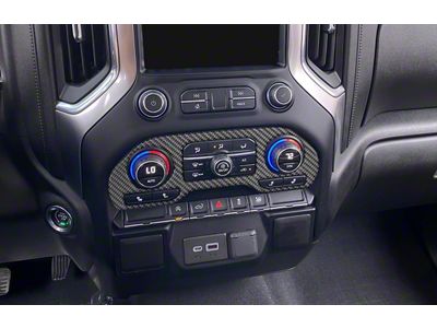 Center Dash Climate Control Accent Trim; Matte Domed Carbon Fiber (19-24 Silverado 1500)