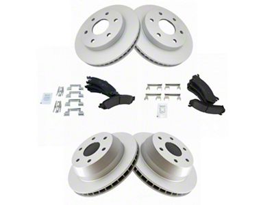 Ceramic 6-Lug Brake Rotor and Pad Kit; Front and Rear (02-04 Silverado 1500 w/ 13-Inch Rotors & Quadrasteer; 05-06 4WD Silverado 1500 w/ 13-Inch Rotors & Quadrasteer)