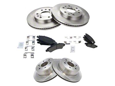 Ceramic 6-Lug Brake Rotor and Pad Kit; Front and Rear (14-18 Silverado 1500)