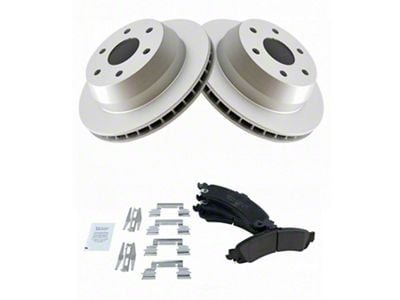 Ceramic 6-Lug Brake Rotor and Pad Kit; Rear (02-06 Silverado 1500 w/ 13-Inch Rotors & Quadrasteer)