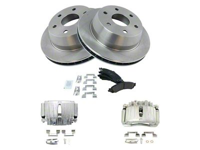 Ceramic 6-Lug Brake Rotor, Pad and Caliper Kit; Rear (02-06 Silverado 1500 w/ 13-Inch Rotors & Quadrasteer)