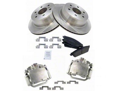 Ceramic 6-Lug Brake Rotor, Pad and Caliper Kit; Rear (07-13 Silverado 1500)