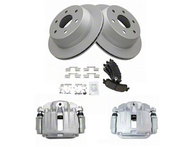 Ceramic 6-Lug Brake Rotor, Pad and Caliper Kit; Rear (99-02 Silverado 1500)