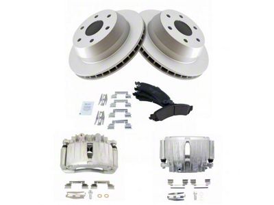 Ceramic 6-Lug Brake Rotor, Pad and Caliper Kit; Rear (02-06 Silverado 1500 w/ 13-Inch Rotors & Quadrasteer)