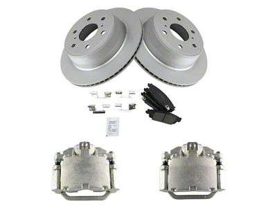 Ceramic 6-Lug Brake Rotor, Pad and Caliper Kit; Rear (14-18 Silverado 1500)