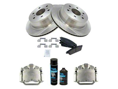 Ceramic 6-Lug Brake Rotor, Pad and Caliper Kit; Rear (07-13 Silverado 1500)