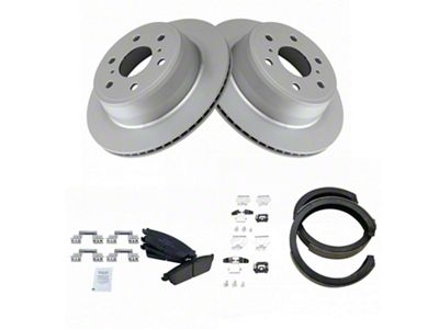 Ceramic 6-Lug Brake Rotor, Pad and Parking Shoe Kit; Rear (07-13 Silverado 1500)