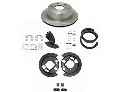 Ceramic 6-Lug Brake Rotor, Pad and Parking Shoe Kit; Rear (99-06 Silverado 1500 Regular Cab, Extended Cab)