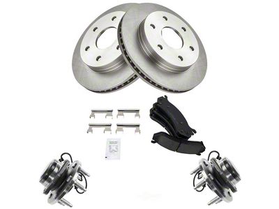 Ceramic 6-Lug Brake Rotor, Pad and Wheel Bearing Kit; Front (99-04 2WD Silverado 1500; 05-06 Silverado 1500)