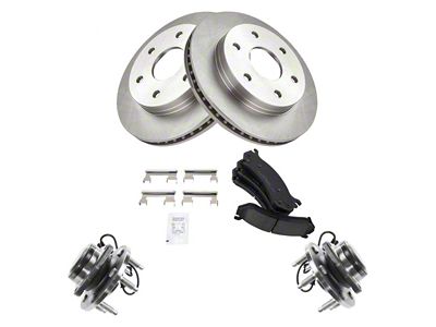 Ceramic 6-Lug Brake Rotor, Pad and Wheel Bearing Kit; Front (99-04 2WD Silverado 1500; 05-06 Silverado 1500)