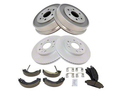 Ceramic 6-Lug Brake Rotor, Pad and Drum Kit; Front and Rear (05-06 Silverado 1500)