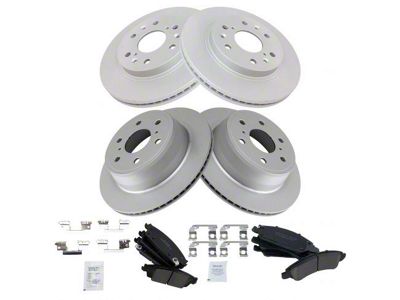 Ceramic 6-Lug Brake Rotor and Pad Kit; Front and Rear (14-18 Silverado 1500)