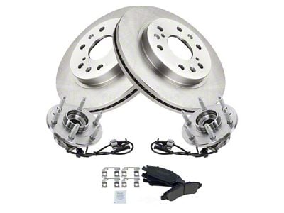 Ceramic 6-Lug Brake Rotor, Pad and Wheel Bearings Kit; Front (07-13 Silverado 1500)