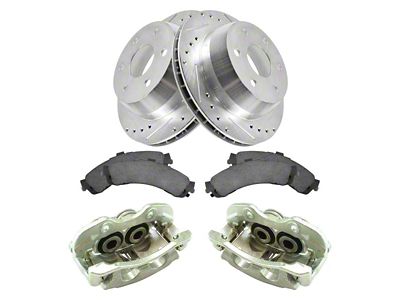 Ceramic Performance 6-Lug Brake Rotor, Pad and Caliper Kit; Rear (99-06 Silverado 1500 w/ Dual Piston Rear Calipers)