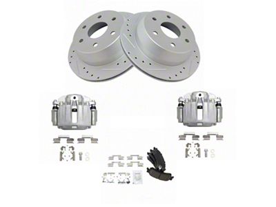 Ceramic Performance 6-Lug Brake Rotor, Pad and Caliper Kit; Rear (99-02 Silverado 1500 w/ Single Piston Rear Calipers)