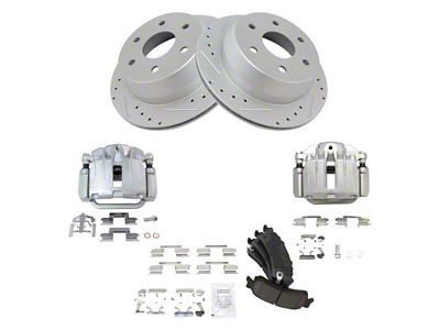 Ceramic Performance 6-Lug Brake Rotor, Pad and Caliper Kit; Rear (03-06 Silverado 1500 w/ Single Piston Rear Calipers)