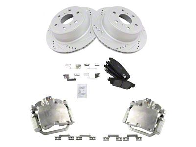 Ceramic Performance 6-Lug Brake Rotor, Pad and Caliper Kit; Rear (14-18 Silverado 1500)