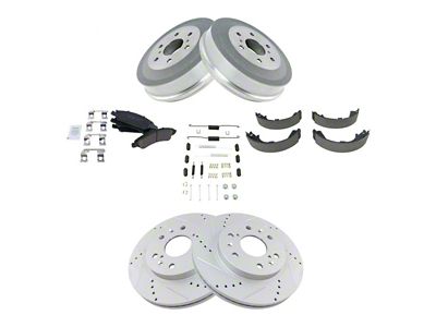 Ceramic Performance 6-Lug Brake Rotor, Pad and Drum Kit; Front and Rear (09-13 Silverado 1500 w/ Rear Drum Brakes)