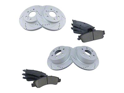Ceramic Performance 6-Lug Brake Rotor and Pad Kit; Front and Rear (07-13 Silverado 1500)