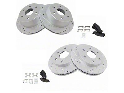 Ceramic Performance 6-Lug Brake Rotor and Pad Kit; Front and Rear (99-06 Silverado 1500 w/ Single Piston Rear Calipers)