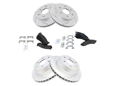 Ceramic Performance 6-Lug Brake Rotor and Pad Kit; Front and Rear (02-06 Silverado 1500 w/ Dual Piston Rear Calipers)