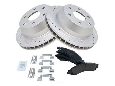 Ceramic Performance 6-Lug Brake Rotor and Pad Kit; Rear (02-06 Silverado 1500 w/ Dual Piston Rear Calipers)