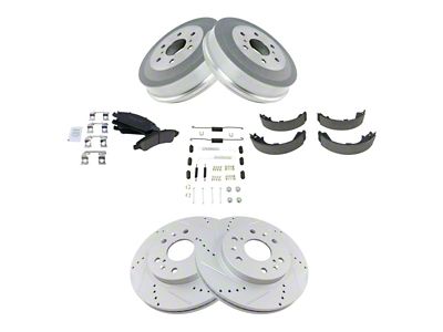 Ceramic Performance 6-Lug Brake Rotor, Pad, Shoe and Drum Kit; Front and Rear (09-13 Silverado 1500 w/ Rear Drum Brakes)