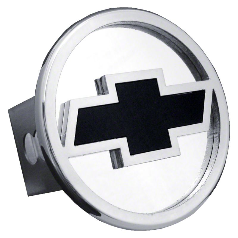 Silverado 1500 Chevrolet Hitch Cover; Chrome/Black Fill (Universal