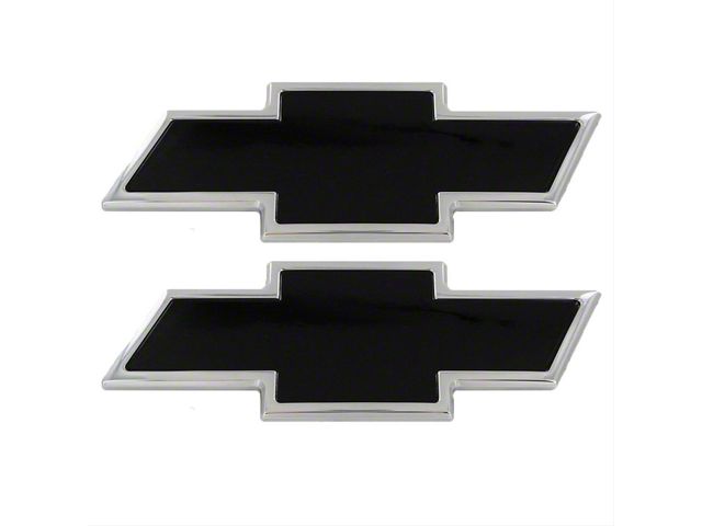 Chevy Bowtie Grille and Tailgate Emblems; Polished and Black (14-15 Silverado 1500)