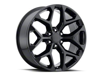 Chevy Snowflake Replica Gloss Black 6-Lug Wheel; 20x9; 27mm Offset (19-24 Silverado 1500)
