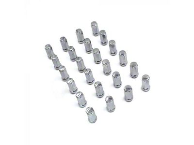 Chrome Bulge Acorn Lug Nut Kit; 14mm x 1.5; Set of 24 (99-25 Silverado 1500)