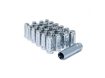 Chrome Close End Spline Lug Nuts; M14 x 1.5; Set of 24 (99-24 Silverado 1500)