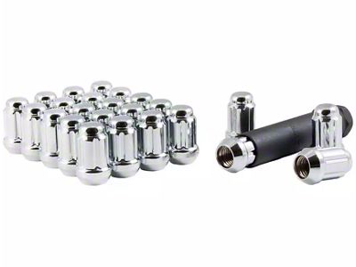 Chrome Closed End Spline Lug Nuts; M14 x 1.5; Set of 24 (99-24 Silverado 1500)