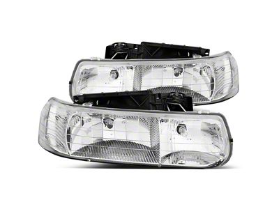 Raxiom Axial Series Euro Headlights; Chrome Housing; Clear Lens (99-02 Silverado 1500)