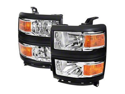 Version 2 Euro Headlights; Chrome Housing; Clear Lens (14-15 Silverado 1500)