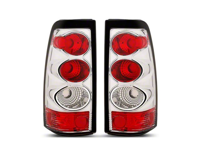 Raxiom Axial Series Tail Lights; Chrome Housing; Red/Clear Lens (03-06 Silverado 1500 Fleetside)