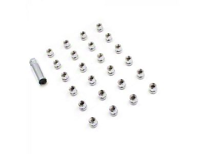 Chrome OE Truck Spline Lug Nut Kit; 14mm x 1.5; Set of 24 (99-25 Silverado 1500)