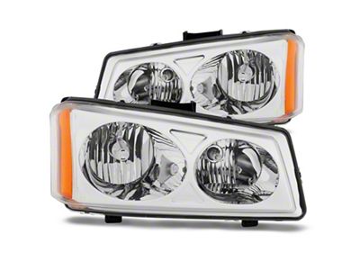 Raxiom Axial Series Crystal Headlights; Chrome Housing; Clear Lens (03-06 Silverado 1500)