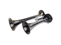 Compact Dual Air Horn System; Black; Zinc Alloy (Universal; Some Adaptation May Be Required)