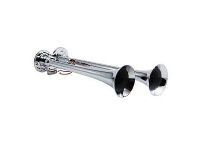 Compact Dual Air Horn with Vortex 4 Solenoid Valve; 16-3/4-Inch and 14-1/2-Inch; Chrome (Universal; Some Adaptation May Be Required)