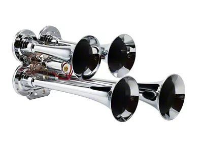 Compact Quad Air Horn System; Chrome; Zinc Alloy (Universal; Some Adaptation May Be Required)