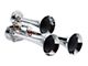 Compact Triple Air Horn System; Chrome; Zinc Alloy (Universal; Some Adaptation May Be Required)