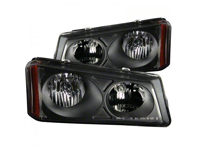 Crystal Headlights; Black Housing; Clear Lens (03-06 Silverado 1500)