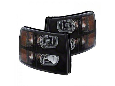 Crystal Headlights; Black Housing; Clear Lens (07-13 Silverado 1500)