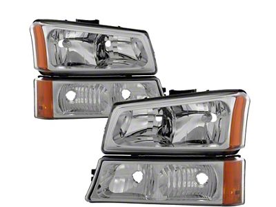 Crystal Headlights with Bumper Lights; Chrome Housing; Clear Lens (03-06 Silverado 1500)