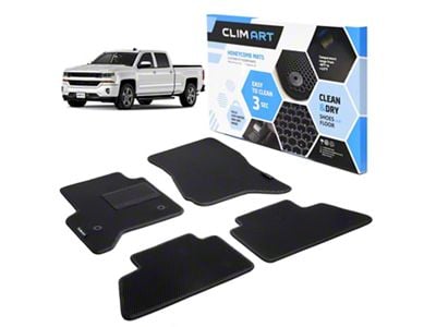 Custom Fit Front and Rear Floor Liners; Black/Silver (14-18 Silverado 1500 Crew Cab)