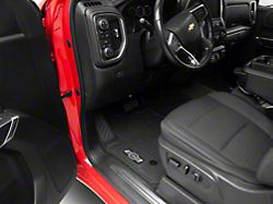 Custom Fit Front Floor Mats with Bowtie Logo; Black (19-26 Silverado 1500)