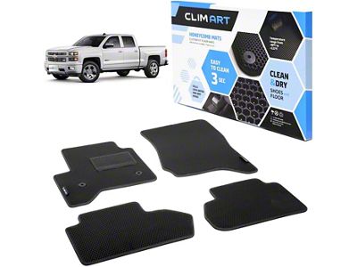 Custom Fit Front and Rear Floor Liners; Black (14-18 Silverado 1500 Double Cab)